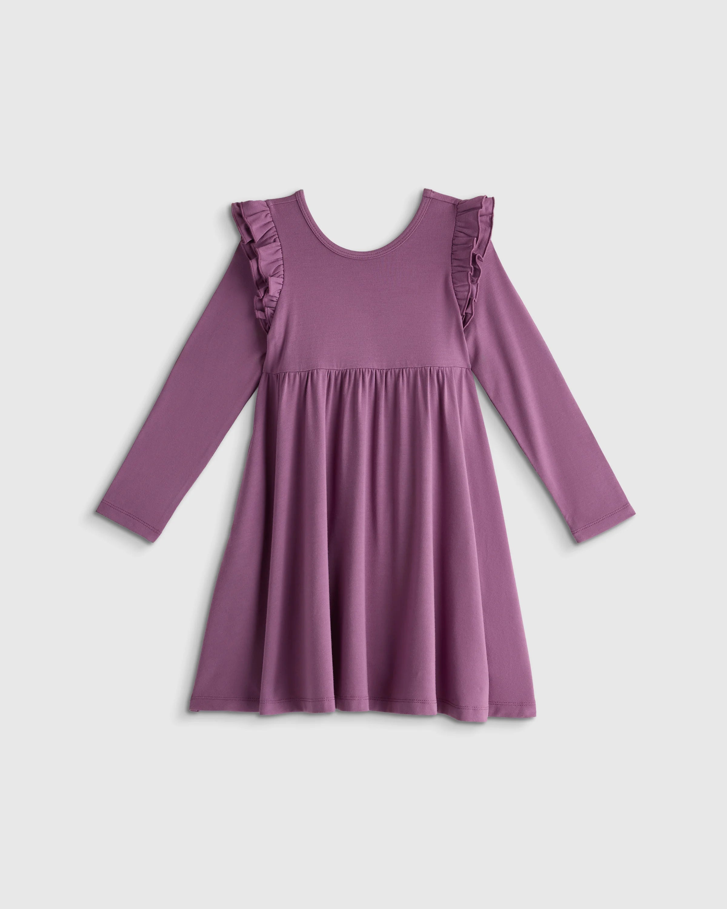 Bamboo Long Sleeve Flutter Twirl Dress - 2T / Navy Blossoms Secondary image
