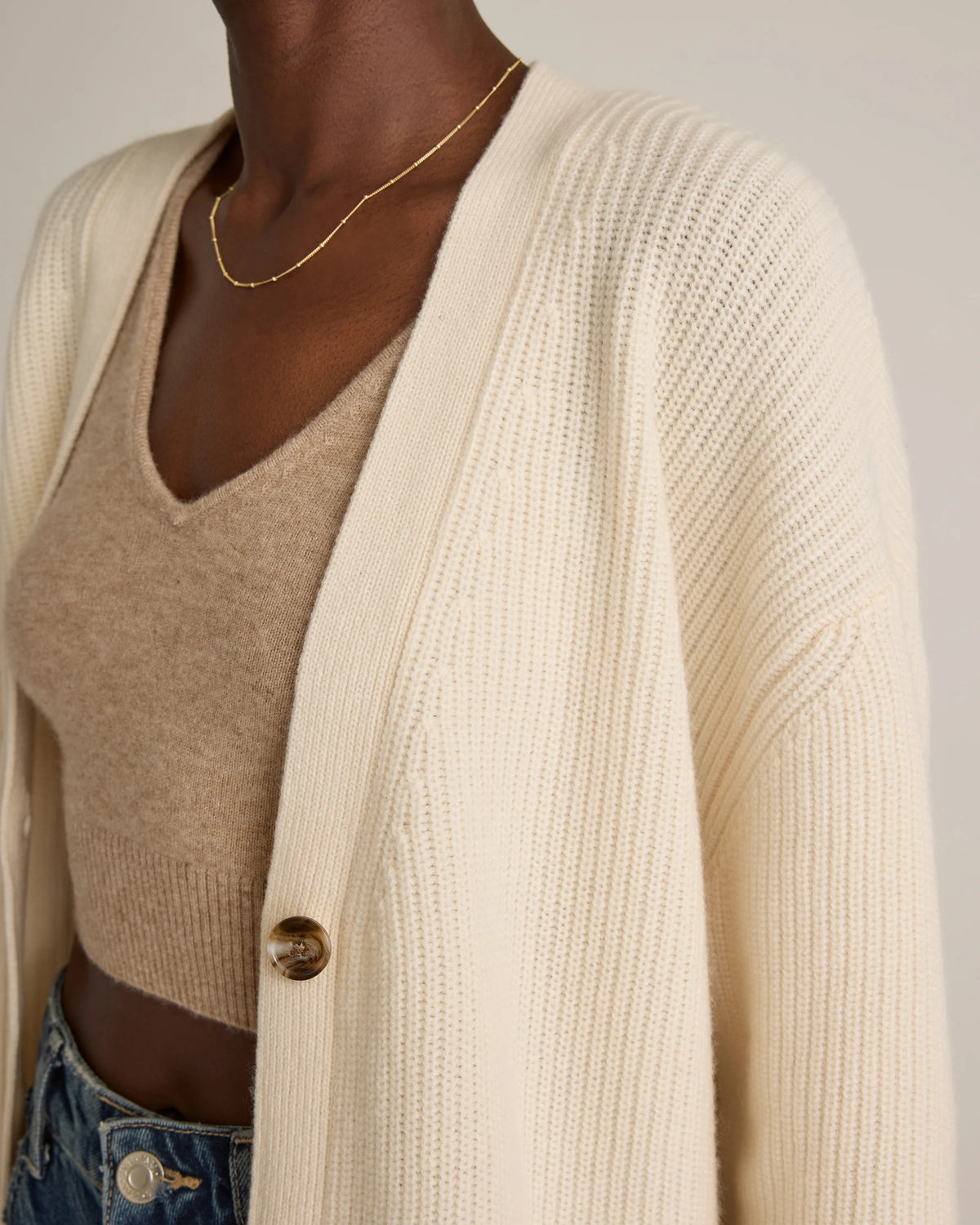 Mongolian Cashmere Oversized Boyfriend Cardigan Sweater - XS / Brown