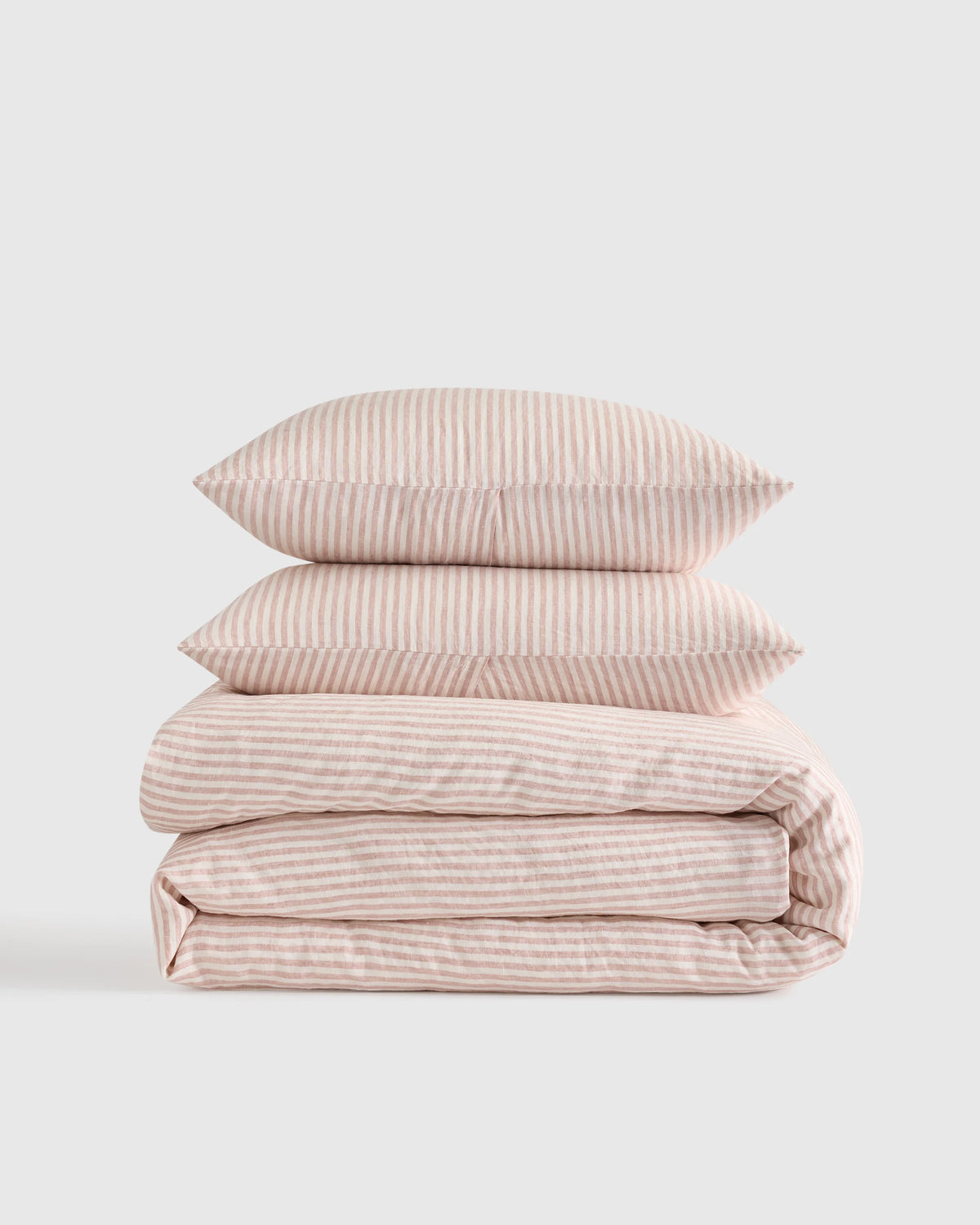 European Linen Stripe Duvet Cover Set - Twin / Natural/White Stripe Main image