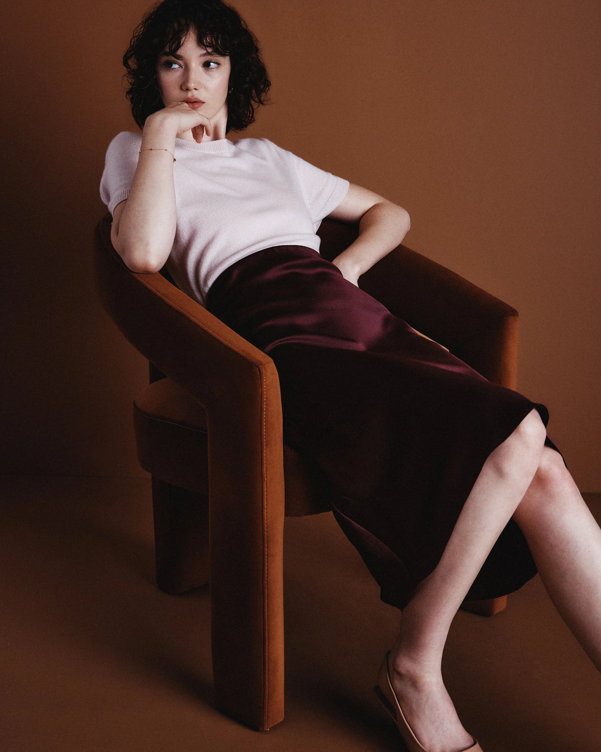 100% Washable Silk Skirt - XS / Champagne
