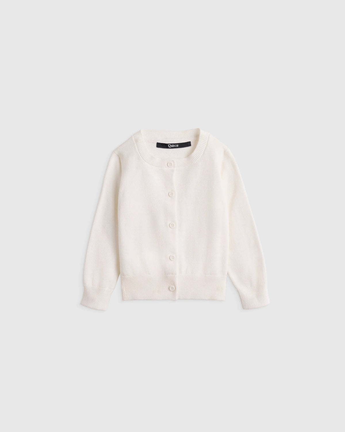 100% Organic Cotton Crewneck Cardigan - 0-3M / Ivory Main image
