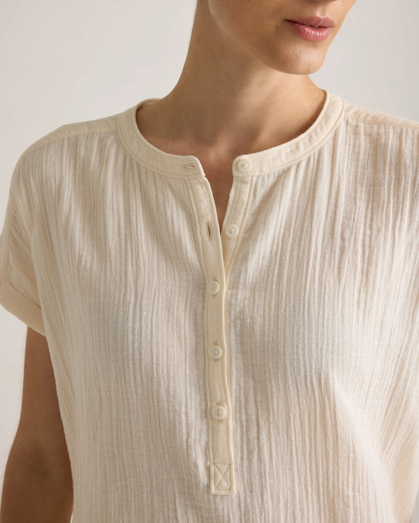 100% Organic Cotton Gauze Roll Sleeve Shirt - XS / Spiced Orange