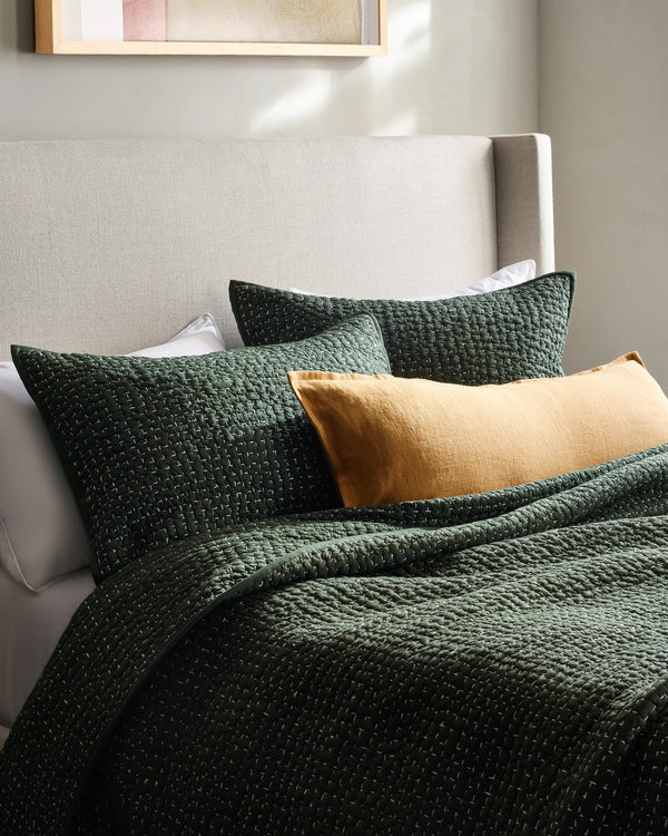 Organic Cotton Hand Stitched Quilt Set - Twin / Stone