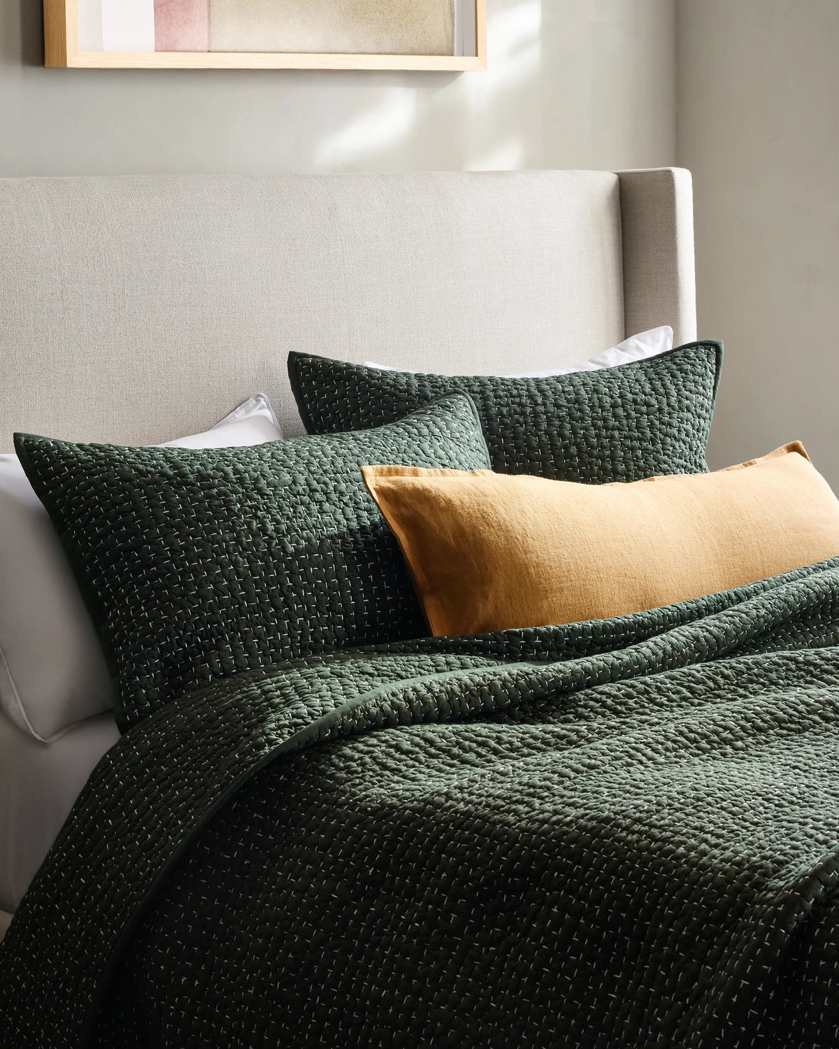 Organic Cotton Hand Stitched Quilt - Twin / Stone