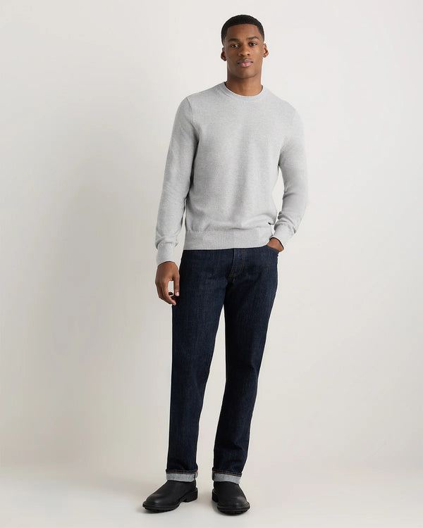 100% Organic Cotton Pique Crewneck Sweater - S / Moonstone Blue