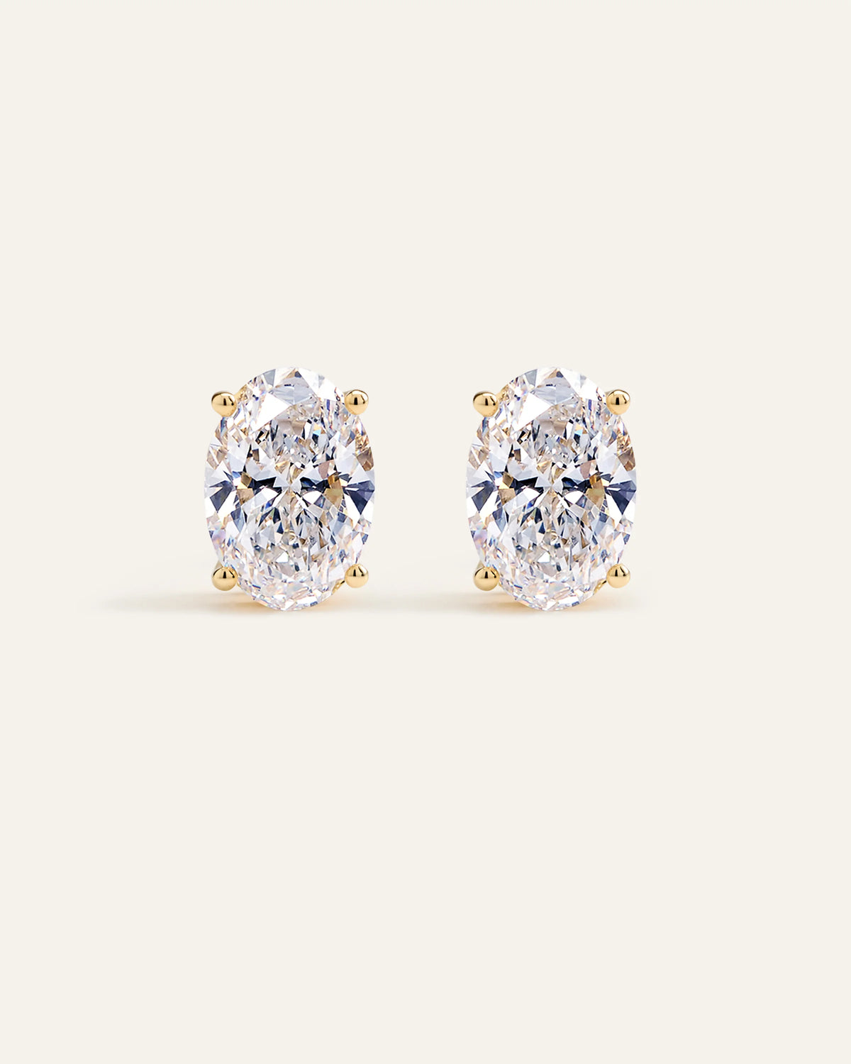 14K Gold Lab Grown Diamond Statement Oval Studs - 8ctw - One Size / Yellow Gold Main image