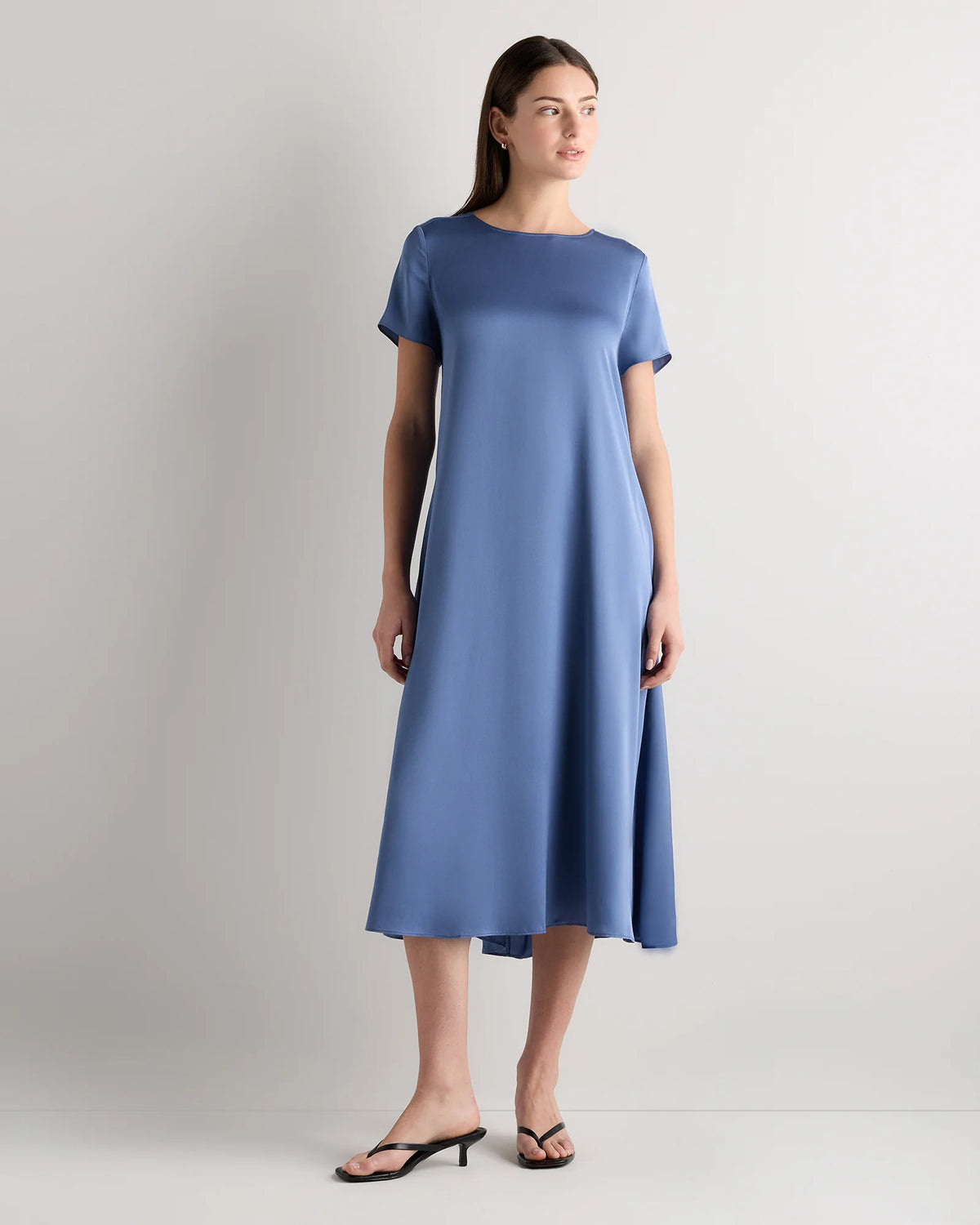 Washable Stretch Silk Voluminous Maxi Dress - XS / Moonstone Blue Main image
