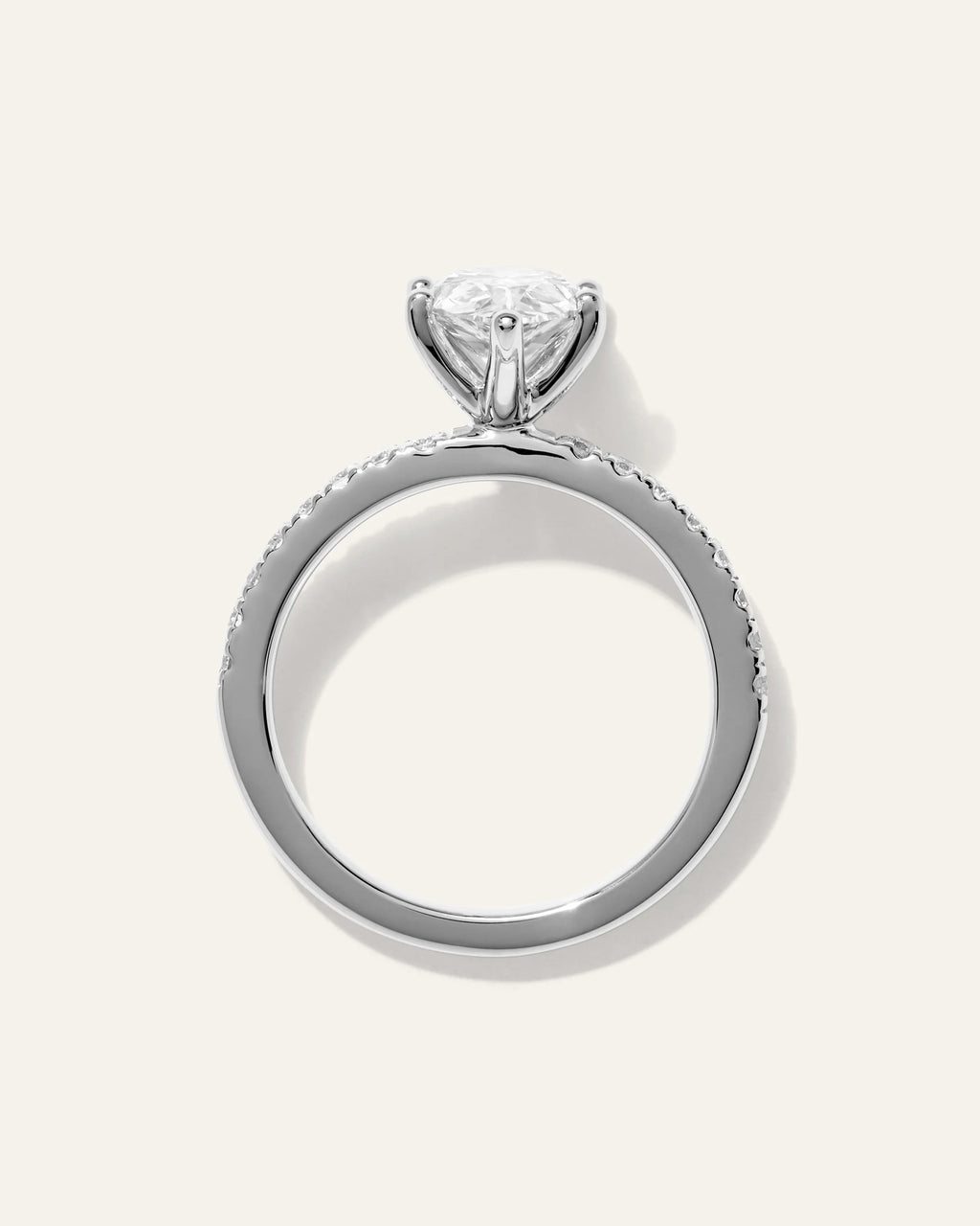 Lab Grown Diamond Pear Petite Pave Engagement Ring - 2ct - 4 / Yellow Gold