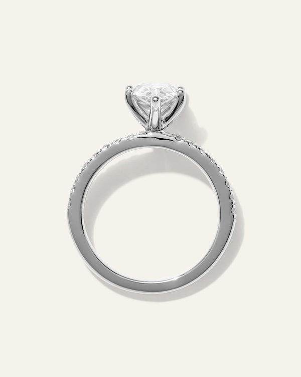 Lab Grown Diamond Pear Petite Pave Engagement Ring - 2ct - 4 / Yellow Gold