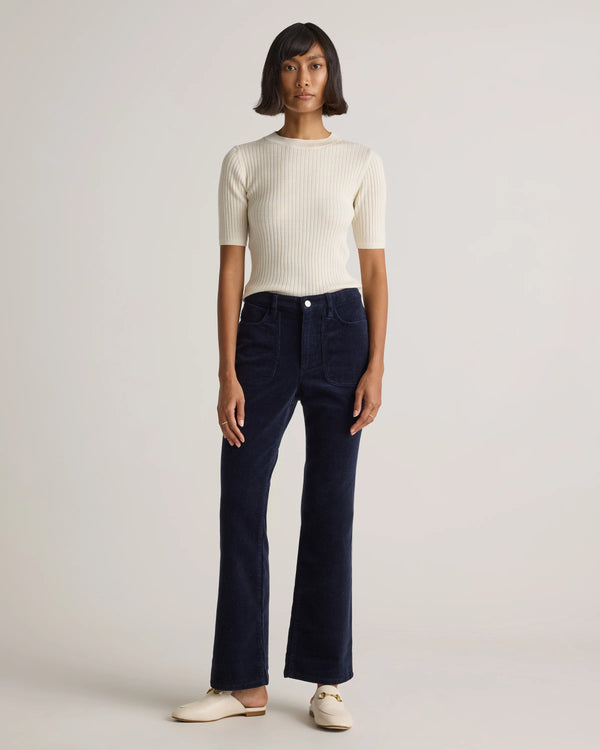 Organic Stretch Corduroy Flare Pants - 0 / Black
