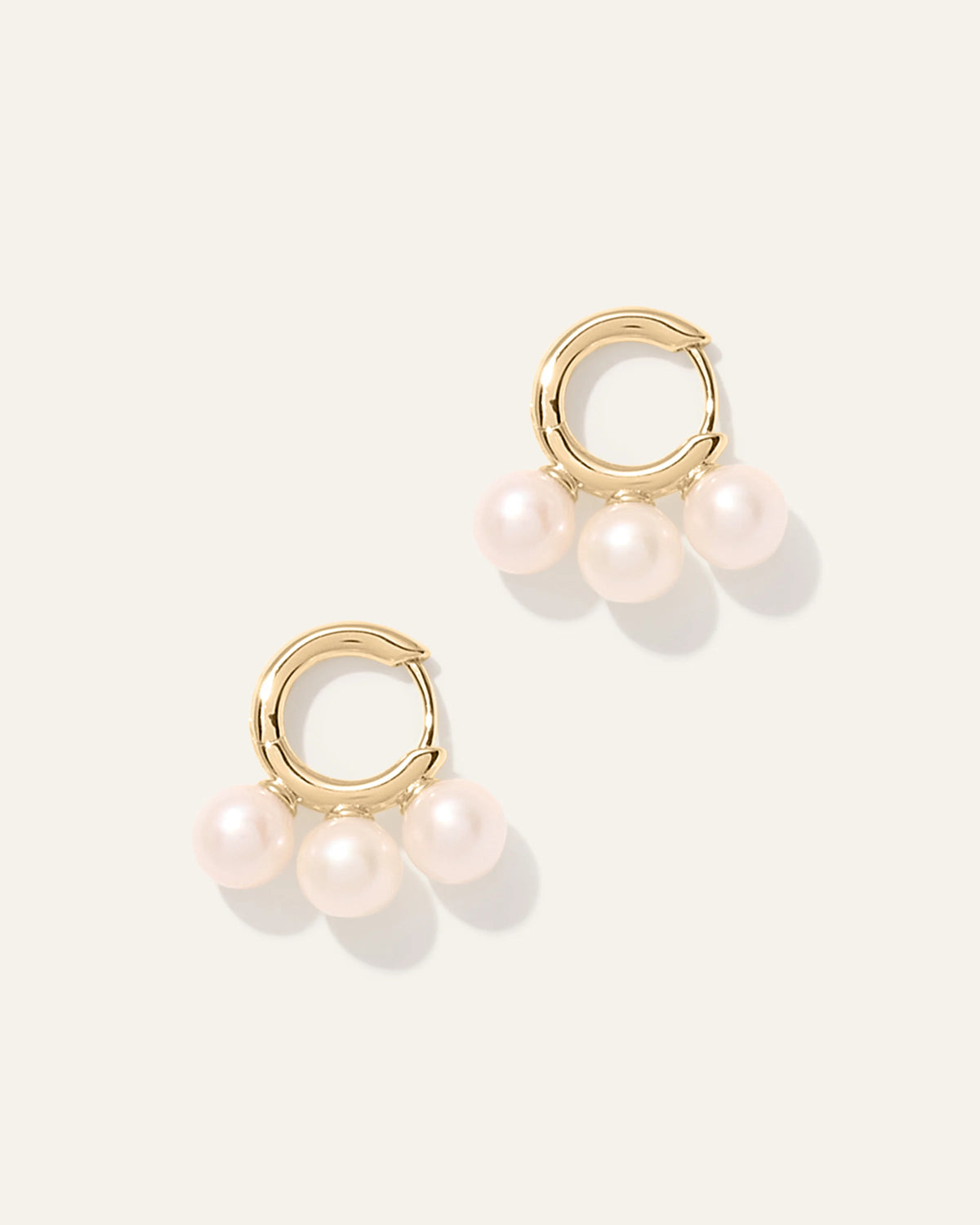 Triple Freshwater Pearl Hoops - One Size / Gold Vermeil