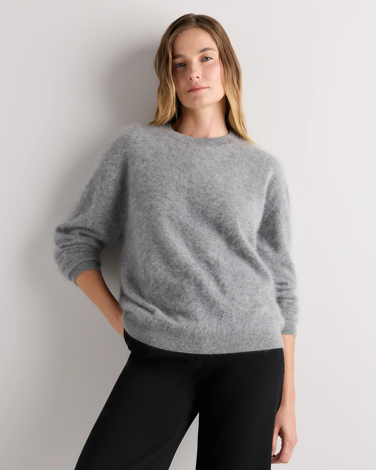 Brushed Cashmere Oversized Crewneck Sweater - XS / Heather Grey Main image