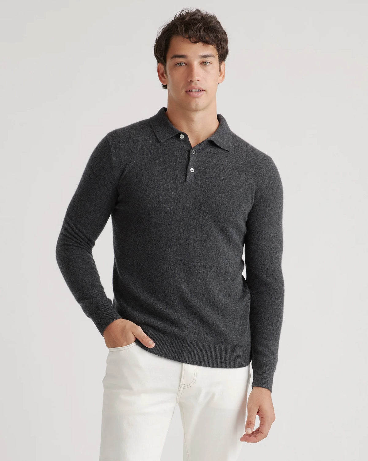Mongolian Cashmere Polo Sweater - S / True Navy