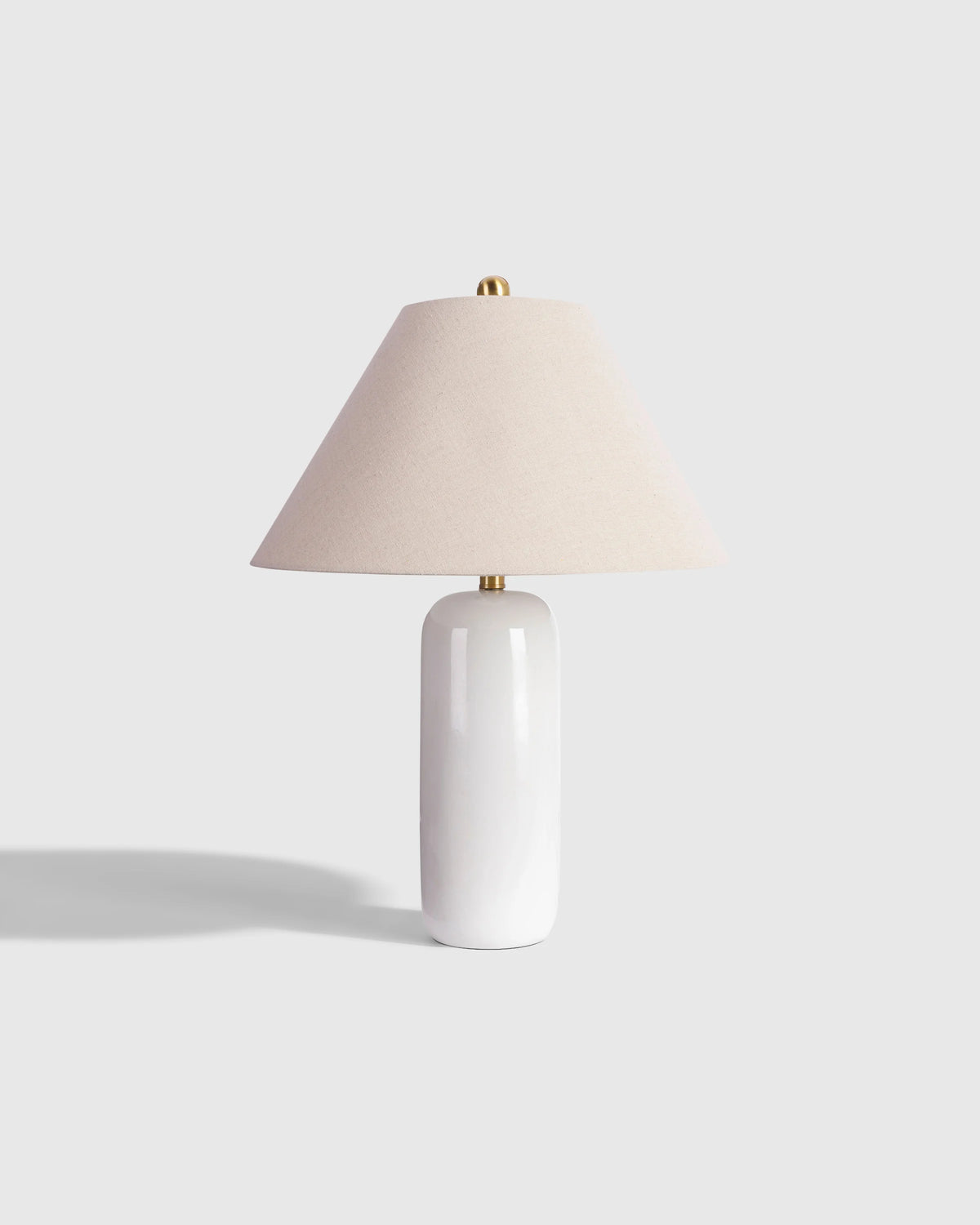 Glossy Cylindrical Ceramic Table Lamp - One Size / White Main image