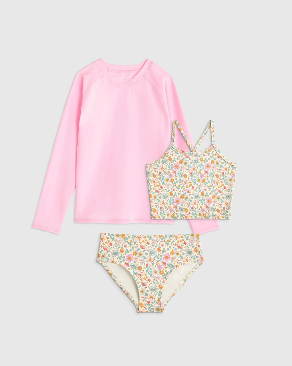 Tankini and Long Sleeve Raglan Rash Guard Set - 6 / Rainbow Stripe