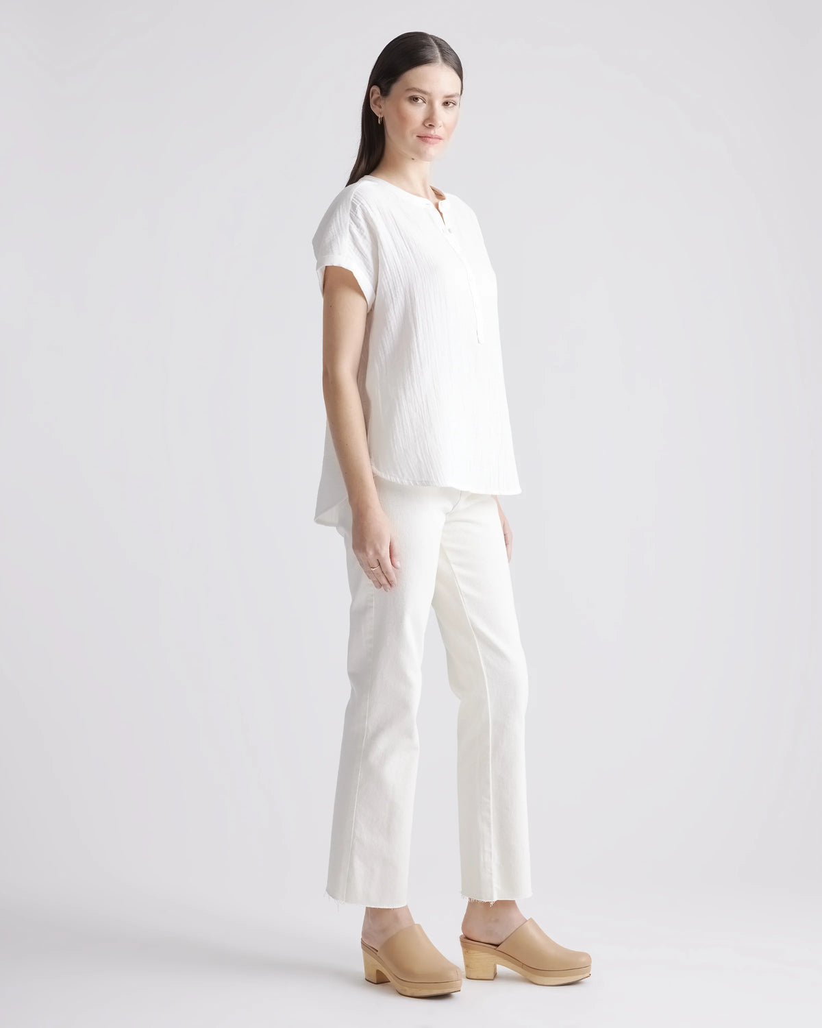 100% Organic Cotton Gauze Roll Sleeve Shirt - XS / Spiced Orange