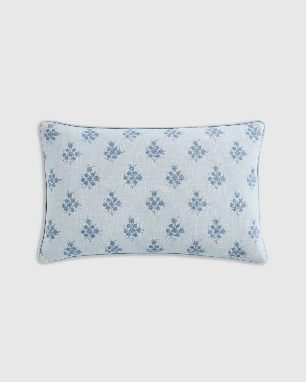 Piped Block Print Cotton Pillow Cover - 12x20 / Natural