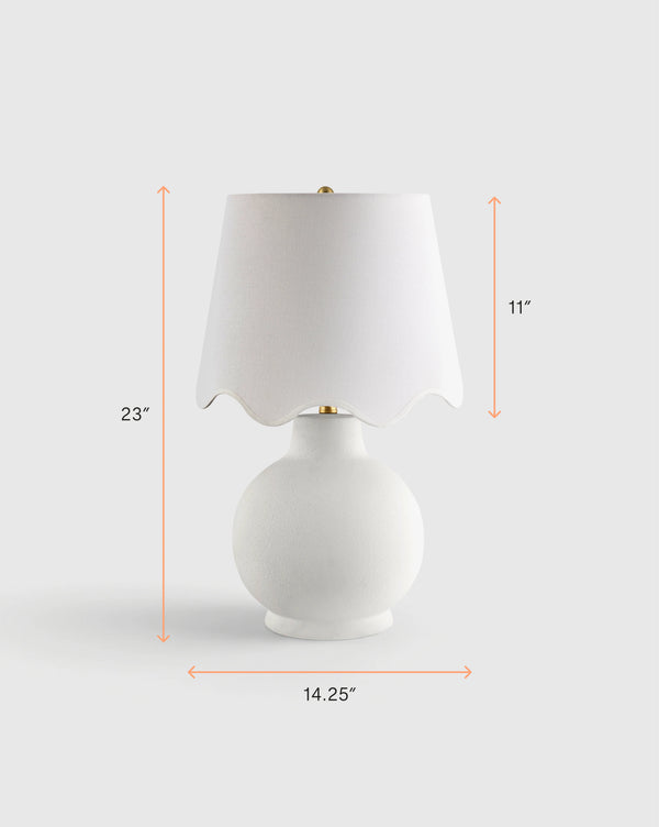 Coastal Ceramic Table Lamp with Scallop Shade - One Size / White