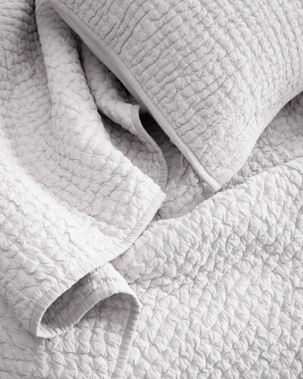 European Linen Cotton Stitch Quilt - Twin / Stone