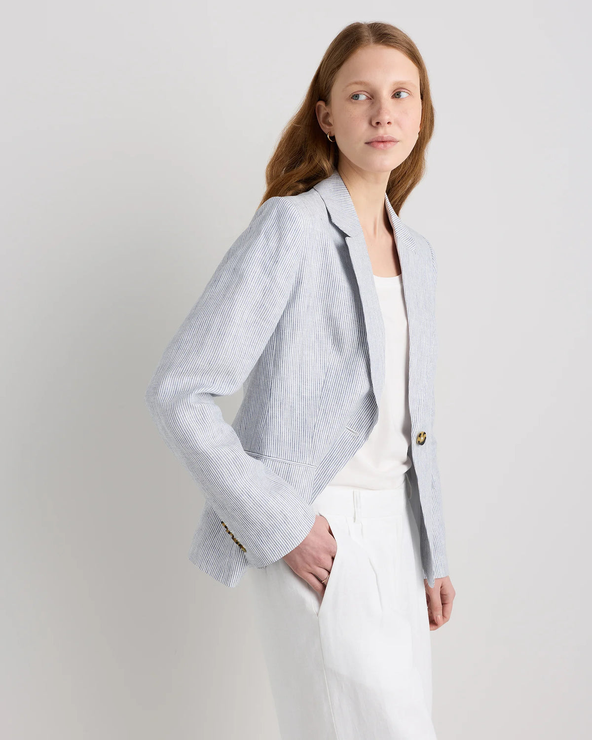 100% European Linen Structured Blazer - XS / French Blue