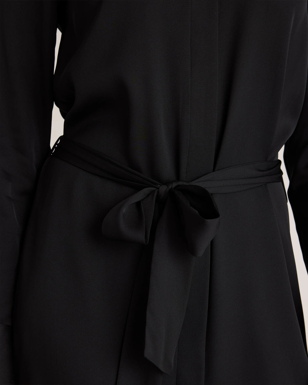 Washable Stretch Silk Shirt Dress - XS / Black