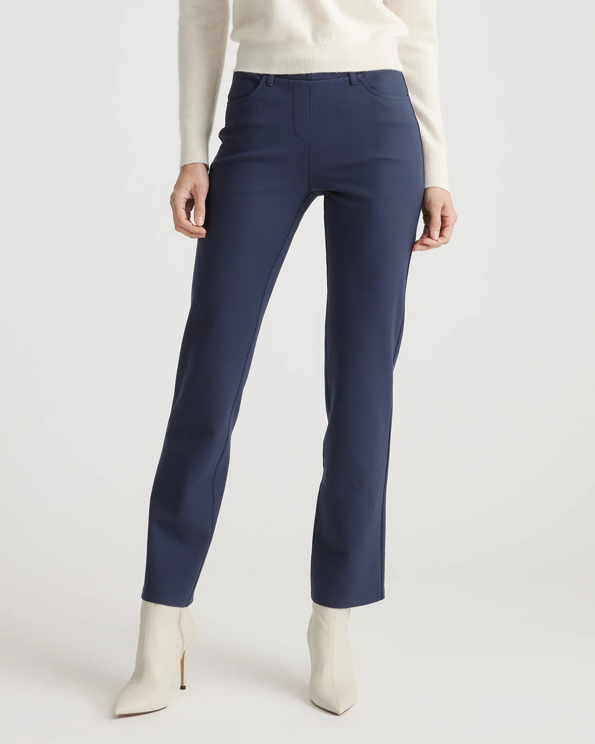 Ultra-Stretch Ponte Straight Leg 4-Pocket Pants - XS / Navy Main image