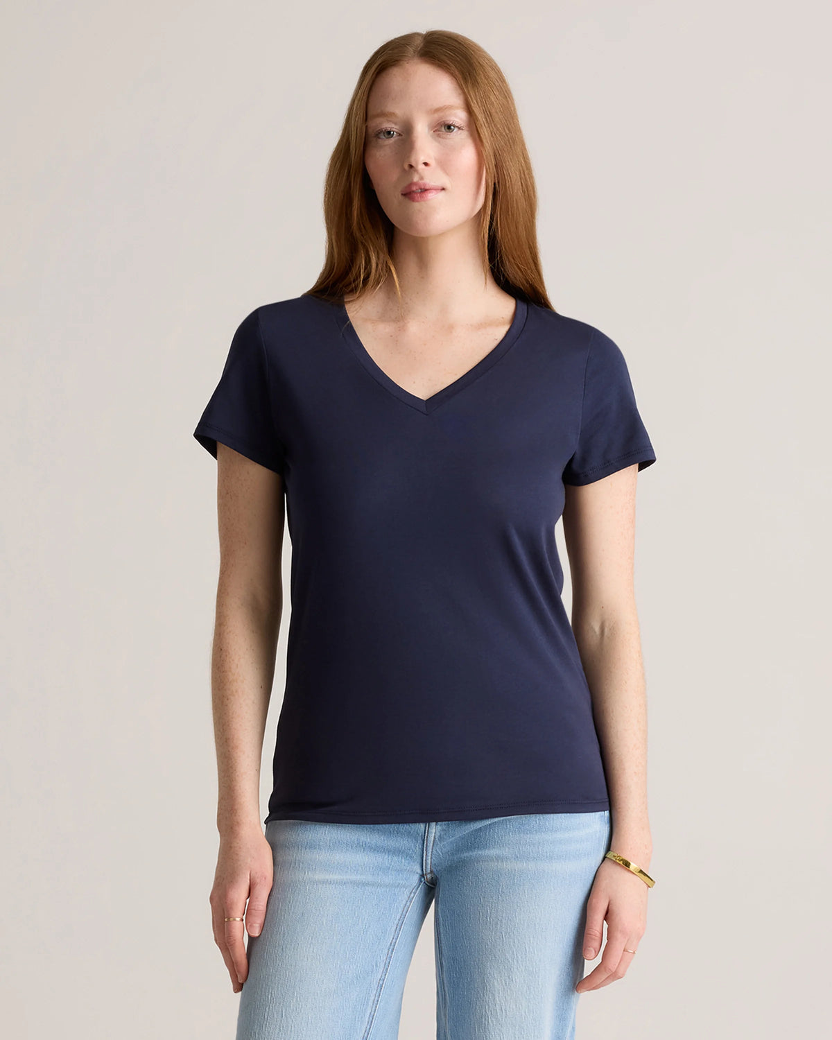 Cotton Modal V-Neck Tee - XS / Navy Main image