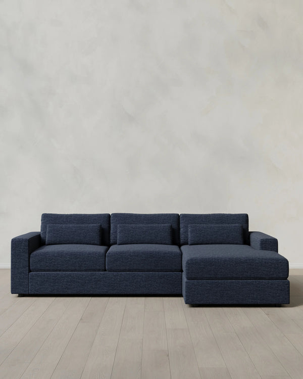 Ashford Deep Seat Chaise Sectional in Performance Chenille Linen Blend - 119" Right Arm / Ink