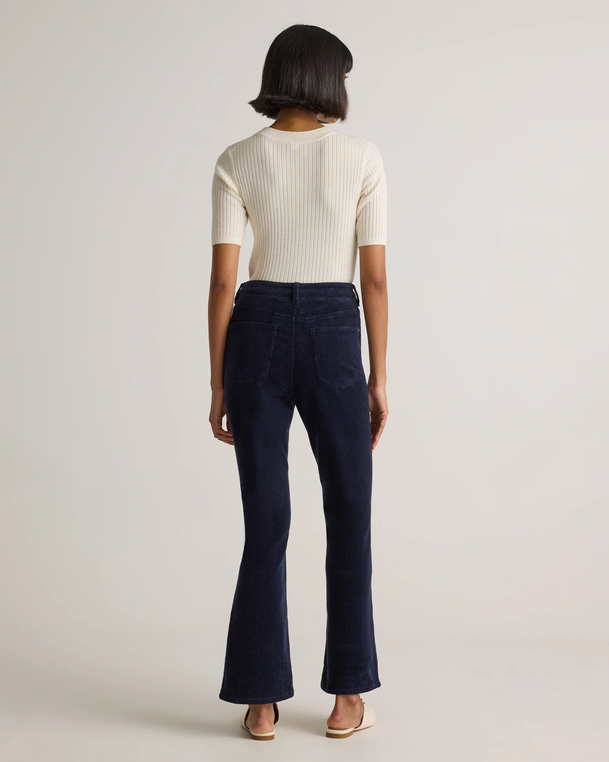 Organic Stretch Corduroy Flare Pants - 0 / Black