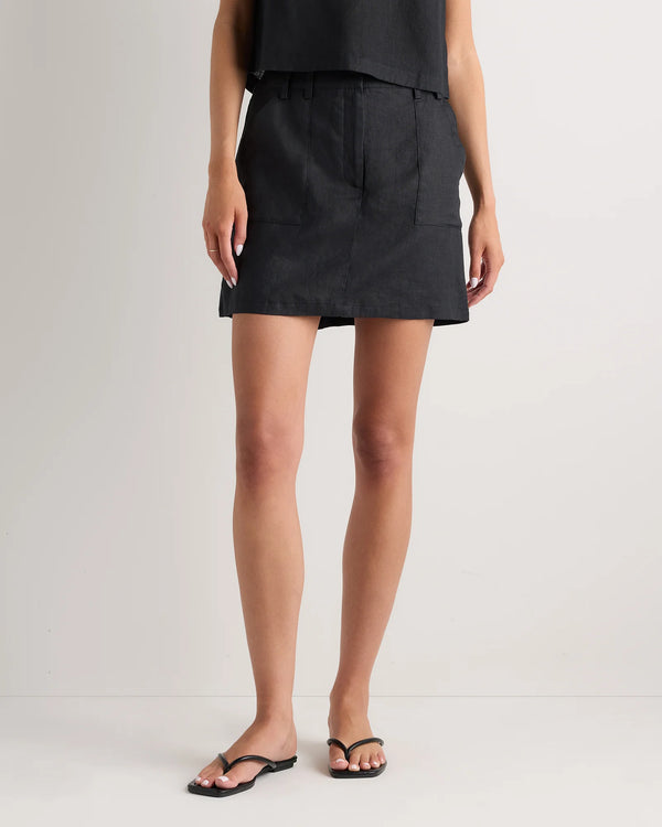 100% European Linen Utility Skort - XS / Bayberry Olive