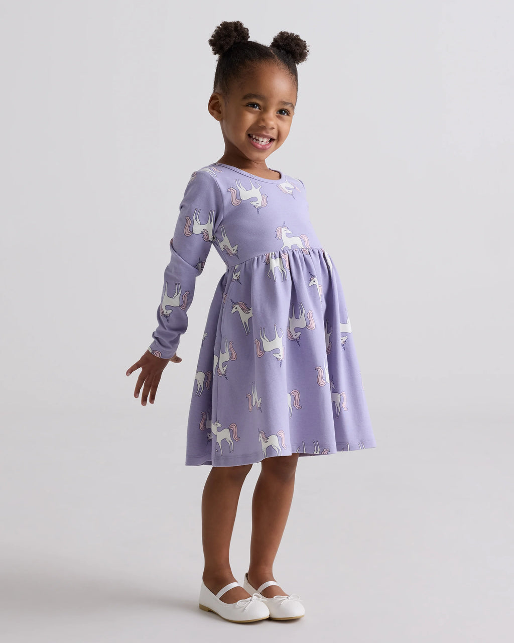 Organic Cotton Long Sleeve Skater Dress - 2T / Red Poppy Garden