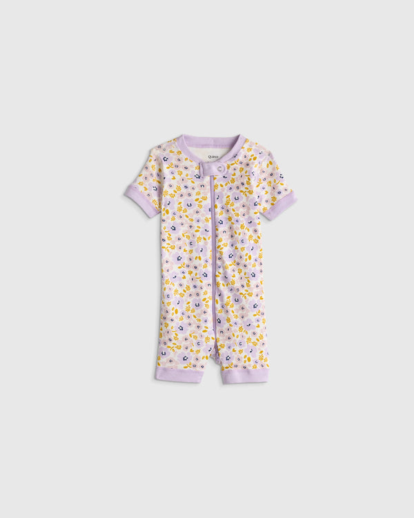 100% Organic Cotton Shortie Onesie Pajama - 0-3M / Animal Faces