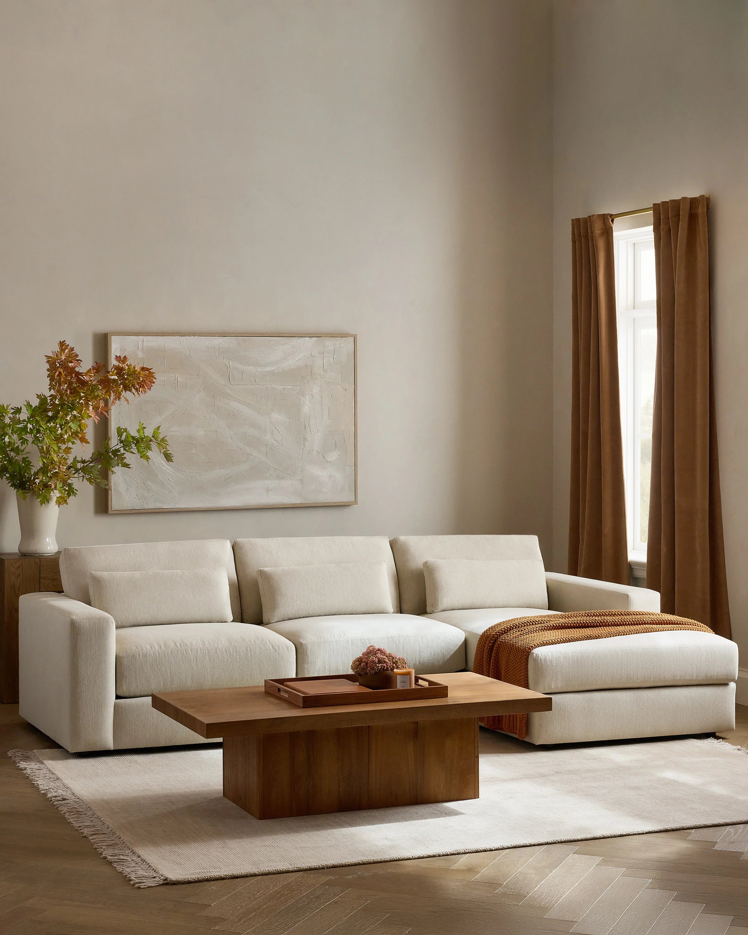 Ashford Deep Seat Chaise Sectional in Performance Velvet - 119" Right Arm / Rust Secondary image
