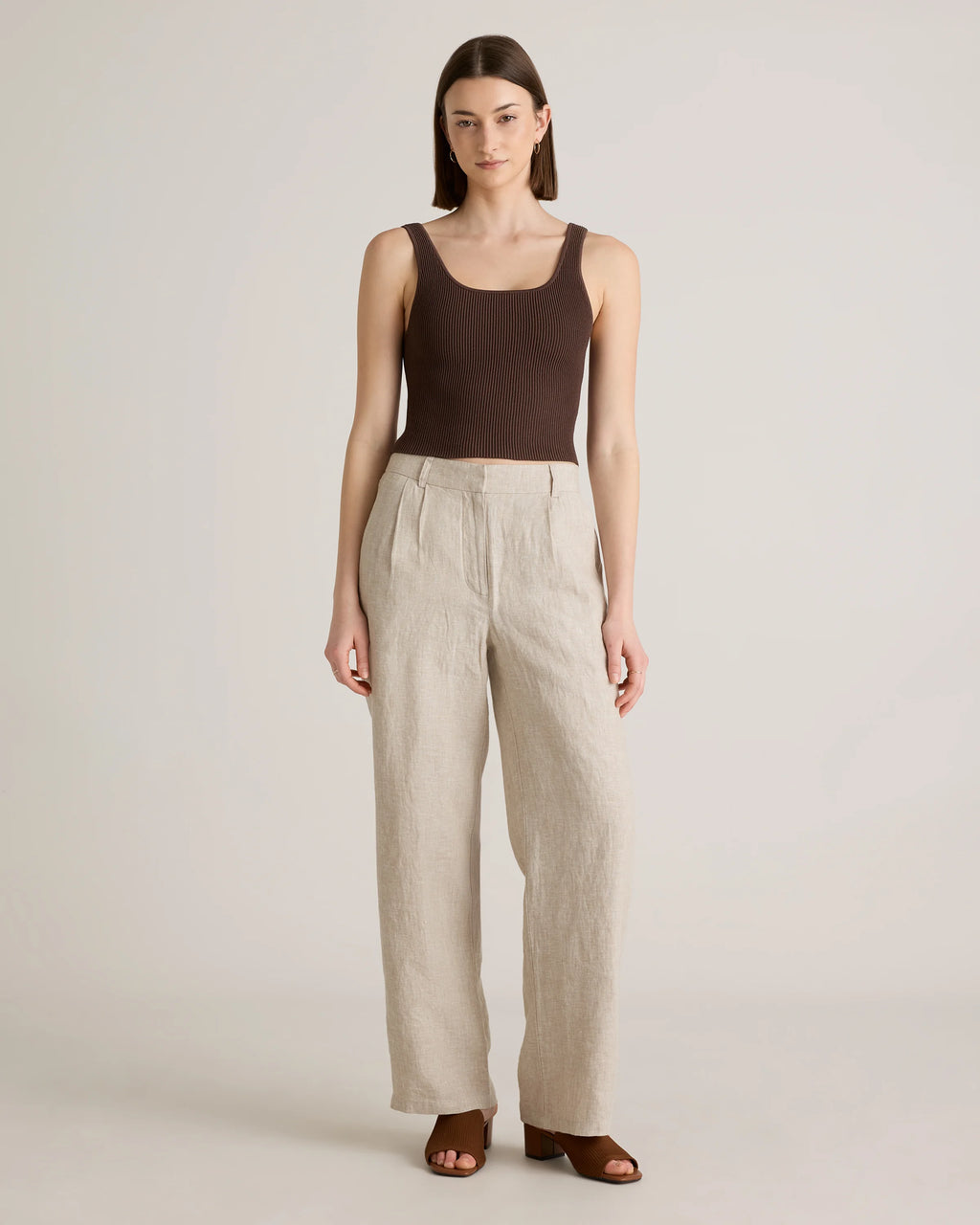 100% European Linen Pleated Trouser - 6 / Deep Navy