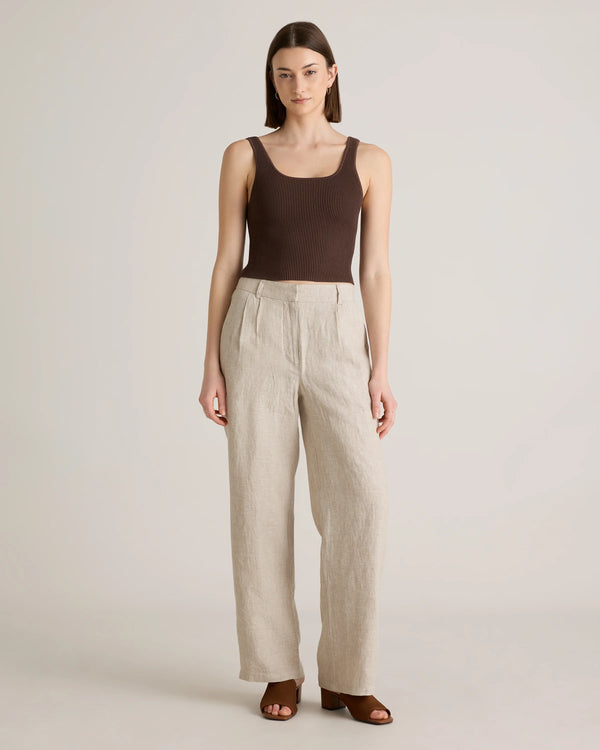 100% European Linen Pleated Trouser - 6 / Deep Navy