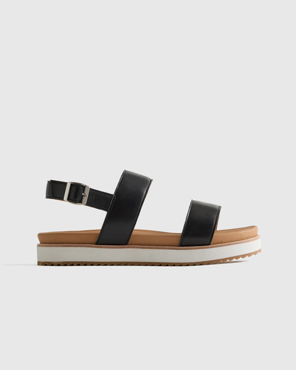 Italian Leather Platform Sandal - 5 / Bone