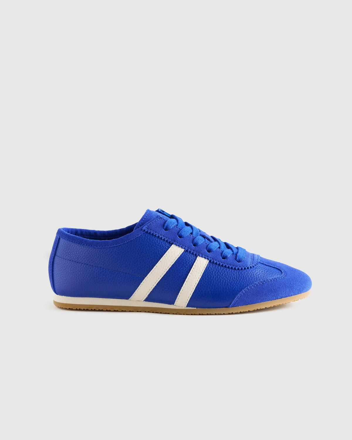 Italian Leather & Suede Low Profile Sneaker - 5 / Electric Blue Main image