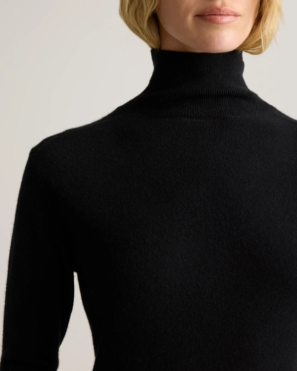 Mongolian Cashmere Turtleneck Midi Sweater Dress - XS / Charcoal