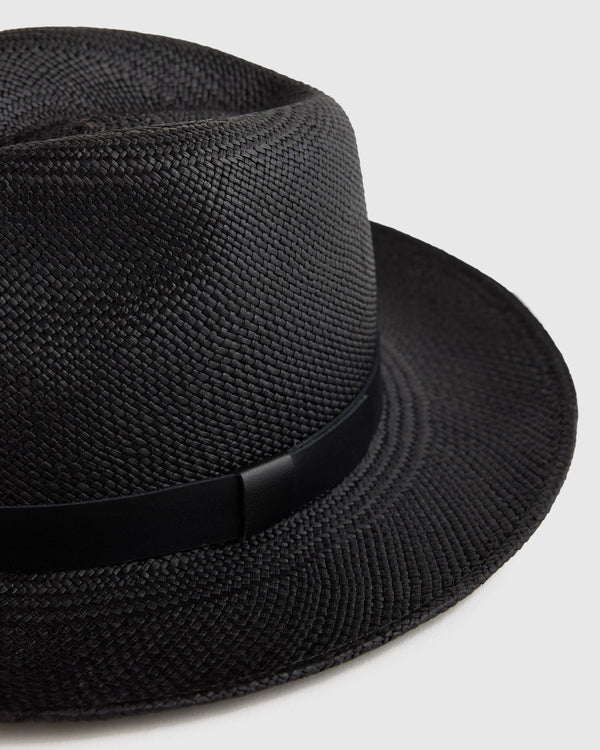 Toquilla Straw Panama Hat - S / Black