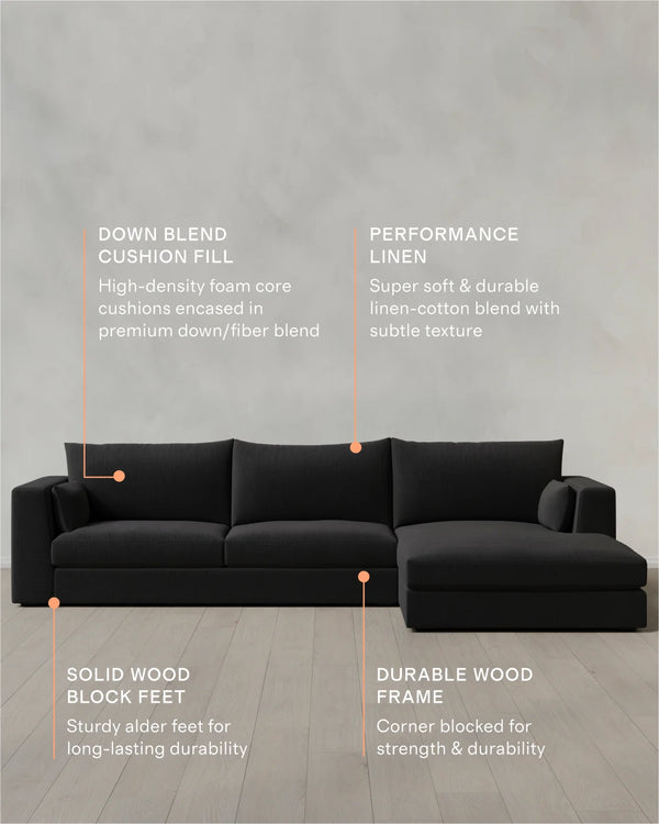 Oasis Chaise Sectional in Performance Linen - Right Arm / Sand