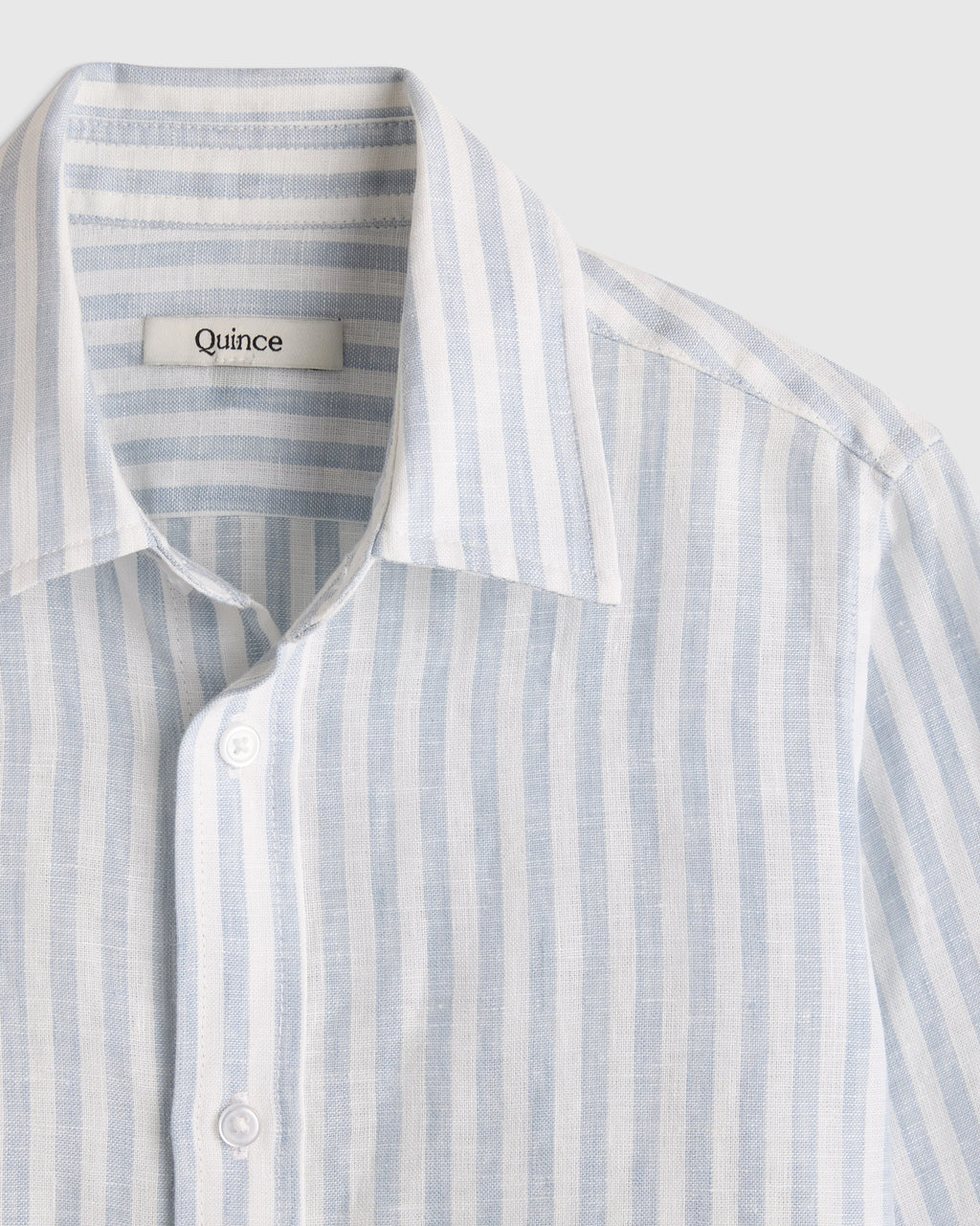 100% European Linen Long Sleeve Shirt - 2T / Sky Blue Mariner Stripe