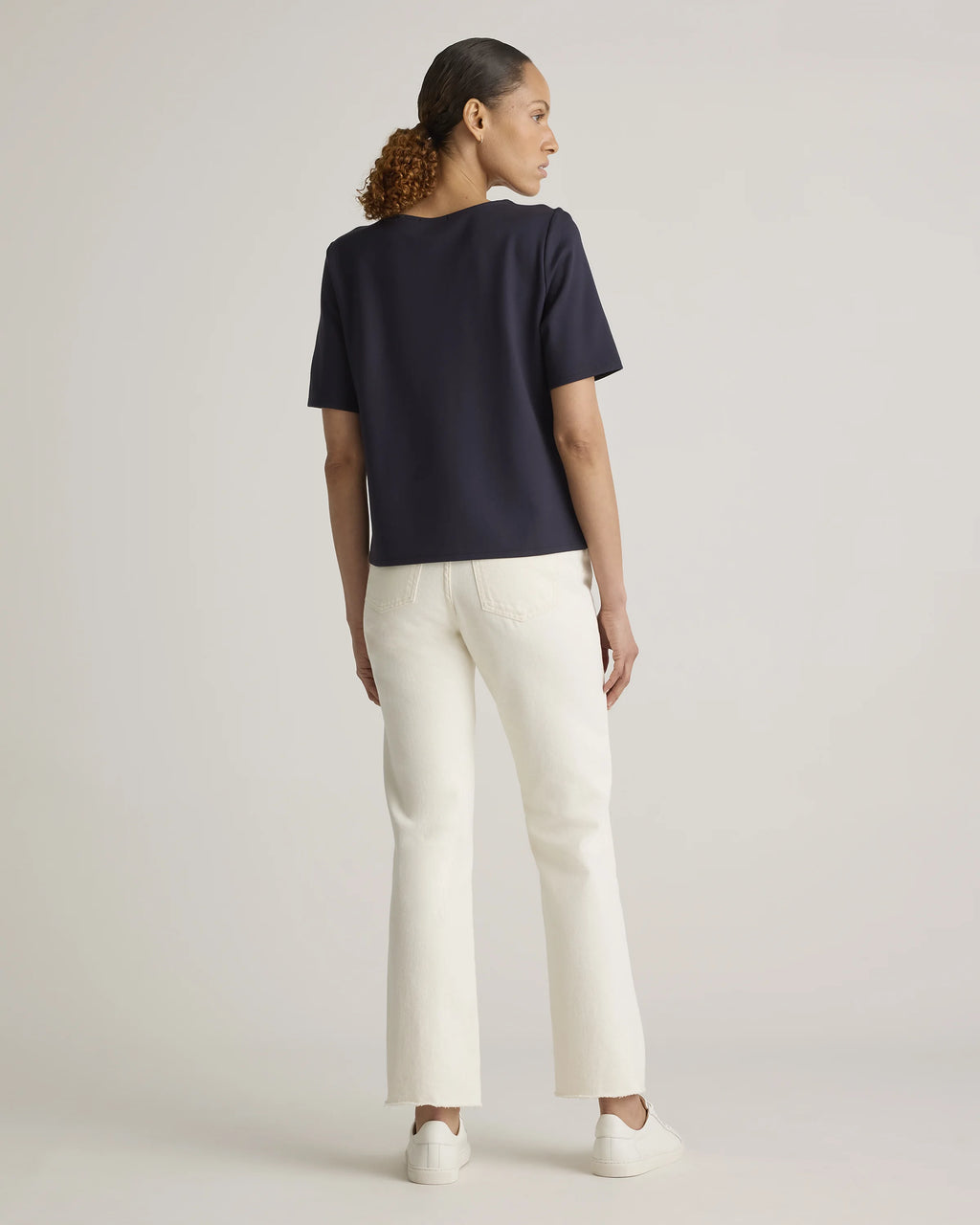 Ultra-Stretch Ponte Short Sleeve Top - XS / Black