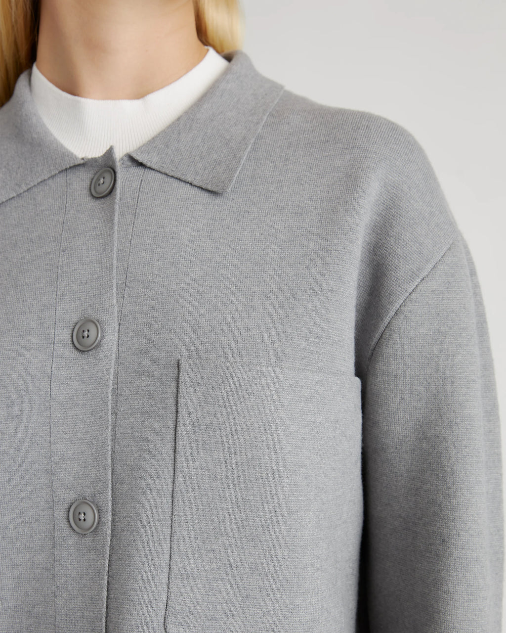 Eco-Knit Milano Stitch Oversized Shirt Jacket - XS / Heather Grey