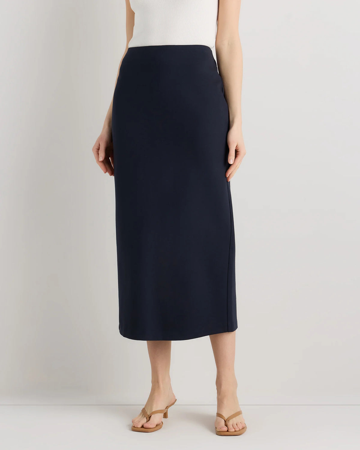 Ultra-Stretch Ponte Maxi Pencil Skirt - XS / Navy Main image