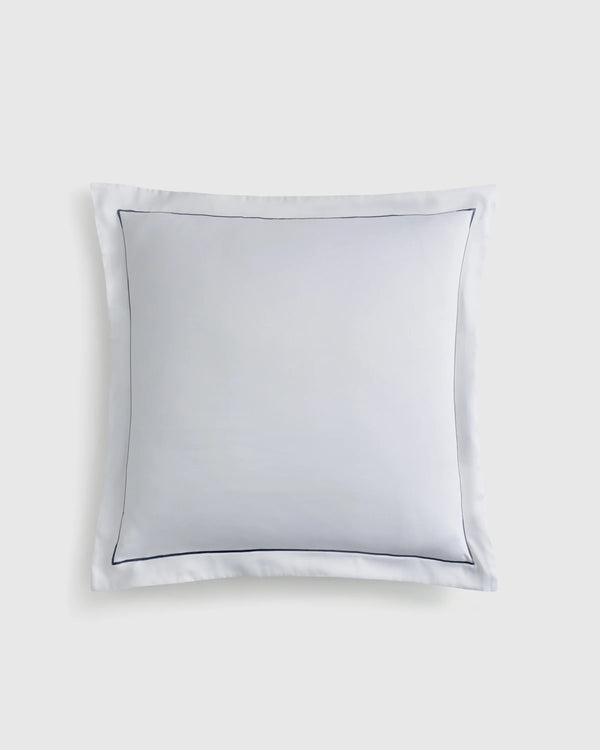 Signature Giza Cotton Sateen Embroidered Euro Sham - Euro / White/Dried Sage