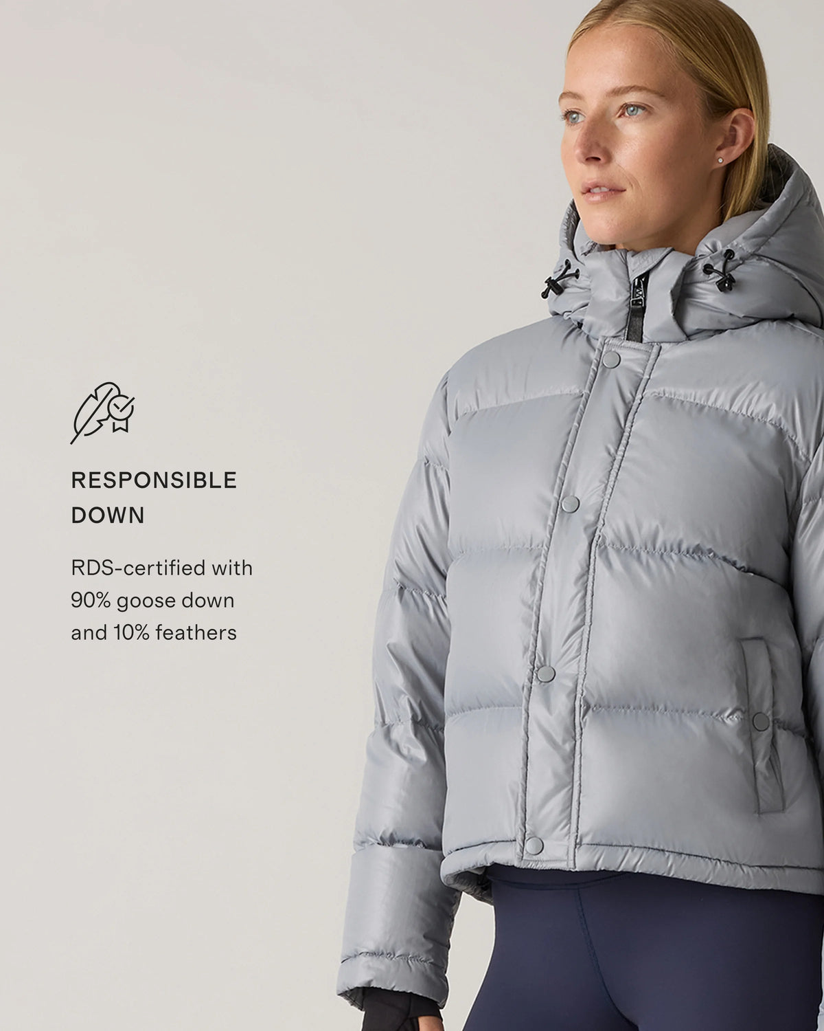 Responsible Down Cropped Puffer Jacket - XS / Shiny Black