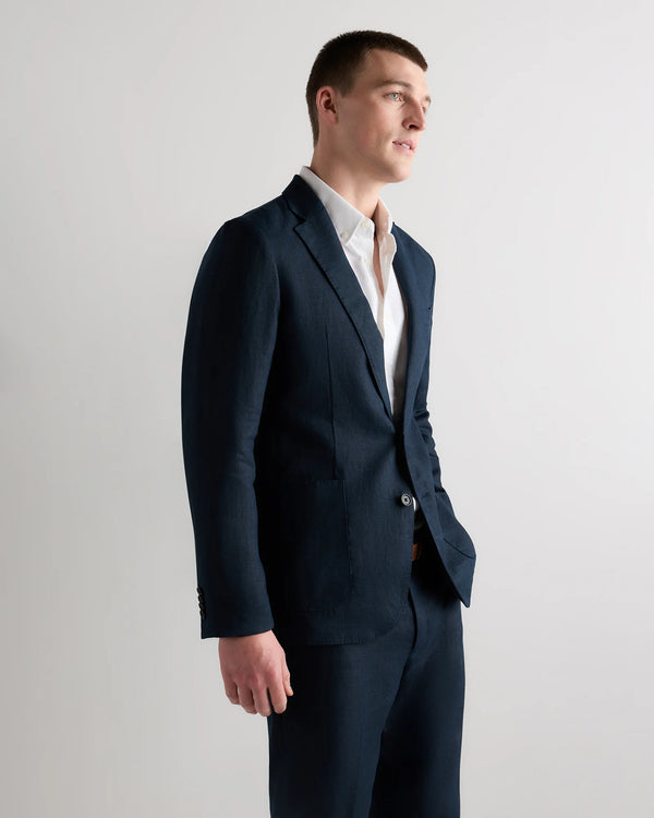 100% European Linen Tailored Blazer - 38R / Deep Navy