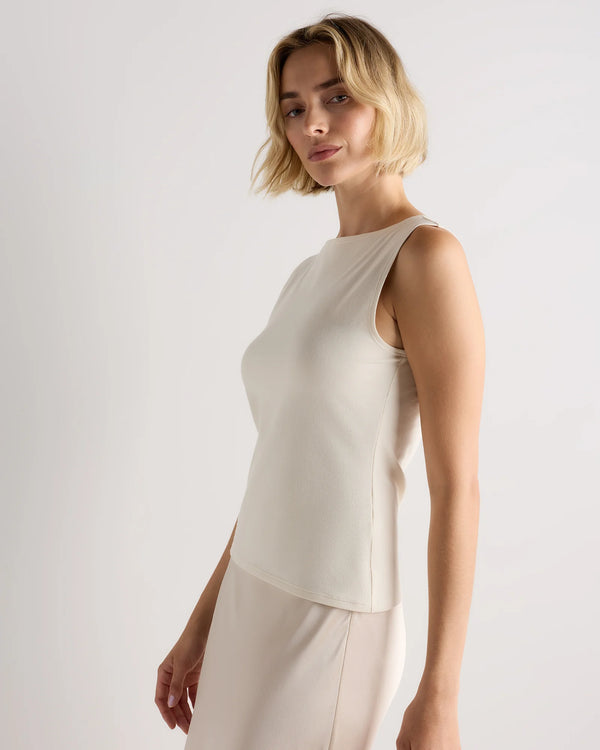 Stretch Cotton Jersey Boat Neck Tank - XS / Heather Grey