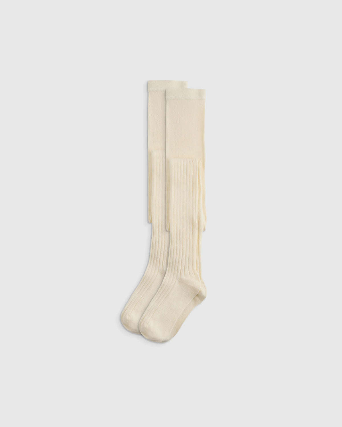 Organic Cotton Rib Tights (2-pack) - 12-24M / Ivory Main image