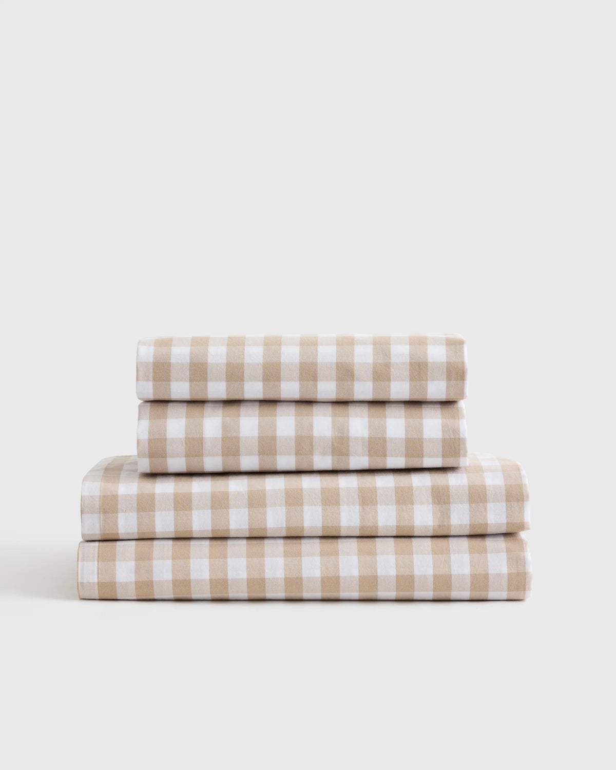 Organic Crisp Percale Gingham Sheet Set - Twin / Cafe Main image